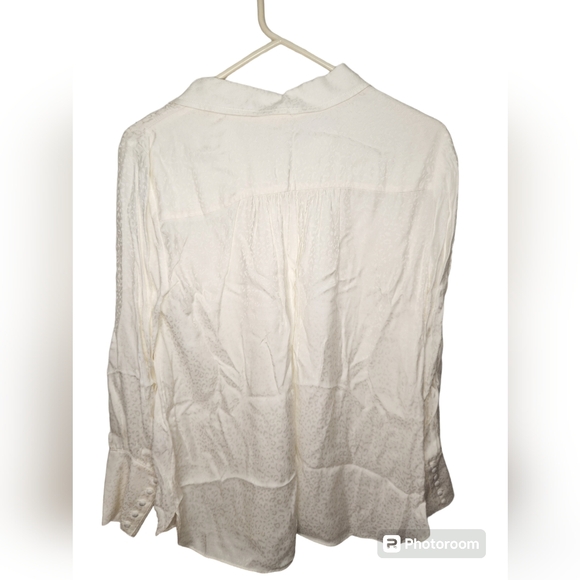 Soft Surroundings Cream Leopard Animal Print Long Sleeve Tunic Blouse Size L - Picture 3 of 3